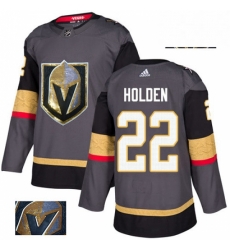 Mens Adidas Vegas Golden Knights 22 Nick Holden Authentic Gray Fashion Gold NHL Jersey 