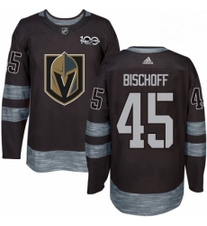 Mens Adidas Vegas Golden Knights 45 Jake Bischoff Authentic Black 1917 2017 100th Anniversary NHL Jersey 