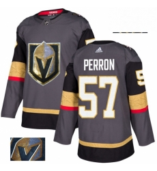 Mens Adidas Vegas Golden Knights 57 David Perron Authentic Gray Fashion Gold NHL Jersey 