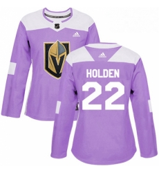 Womens Adidas Vegas Golden Knights 22 Nick Holden Authentic Purple Fights Cancer Practice NHL Jersey 