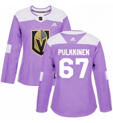 Womens Adidas Vegas Golden Knights 67 Teemu Pulkkinen Authentic Purple Fights Cancer Practice NHL Jersey 