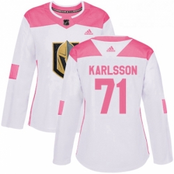 Womens Adidas Vegas Golden Knights 71 William Karlsson Authentic WhitePink Fashion NHL Jersey 