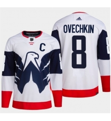 Men Washington Capitals 8 Alex Ovechkin White Navy Stadium Series Stitched Jersey