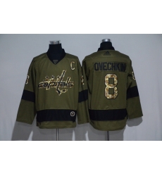 Men Washington Capitals 8 Alexander Ovechkin Olive Adidas Jersey