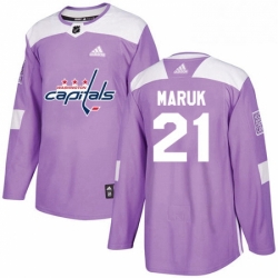 Mens Adidas Washington Capitals 21 Dennis Maruk Authentic Purple Fights Cancer Practice NHL Jersey 