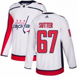 Mens Adidas Washington Capitals 67 Riley Sutter Authentic White Away NHL Jerse