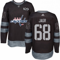 Mens Adidas Washington Capitals 68 Jaromir Jagr Authentic Black 1917 2017 100th Anniversary NHL Jersey 