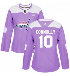 Womens Adidas Washington Capitals 10 Brett Connolly Authentic Purple Fights Cancer Practice NHL Jersey 