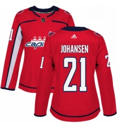 Womens Adidas Washington Capitals 21 Lucas Johansen Authentic Red Home NHL Jersey 