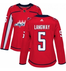 Womens Adidas Washington Capitals 5 Rod Langway Authentic Red Home NHL Jersey 