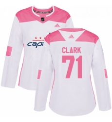 Womens Adidas Washington Capitals 71 Kody Clark Authentic White Pink Fashion NHL Jersey 