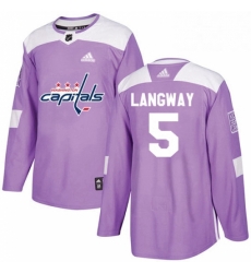 Youth Adidas Washington Capitals 5 Rod Langway Authentic Purple Fights Cancer Practice NHL Jersey 