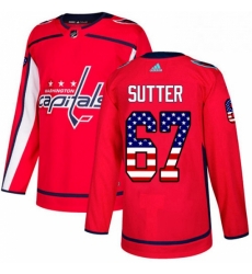 Youth Adidas Washington Capitals 67 Riley Sutter Authentic Red USA Flag Fashion NHL Jersey 