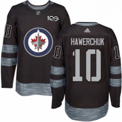 Mens Adidas Winnipeg Jets 10 Dale Hawerchuk Authentic Black 1917 2017 100th Anniversary NHL Jersey 