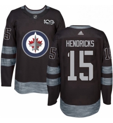 Mens Adidas Winnipeg Jets 15 Matt Hendricks Premier Black 1917 2017 100th Anniversary NHL Jersey 