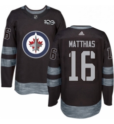 Mens Adidas Winnipeg Jets 16 Shawn Matthias Premier Black 1917 2017 100th Anniversary NHL Jersey 