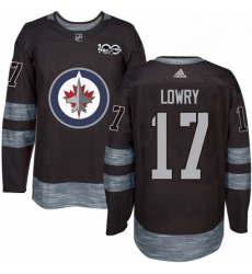 Mens Adidas Winnipeg Jets 17 Adam Lowry Premier Black 1917 2017 100th Anniversary NHL Jersey 