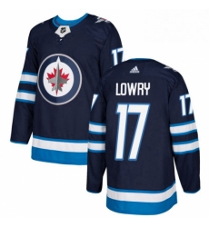 Mens Adidas Winnipeg Jets 17 Adam Lowry Premier Navy Blue Home NHL Jersey 