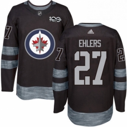 Mens Adidas Winnipeg Jets 27 Nikolaj Ehlers Authentic Black 1917 2017 100th Anniversary NHL Jersey 