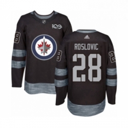 Mens Adidas Winnipeg Jets 28 Jack Roslovic Authentic Black 1917 2017 100th Anniversary NHL Jersey 