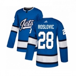 Mens Adidas Winnipeg Jets 28 Jack Roslovic Authentic Blue Alternate NHL Jersey 