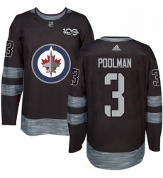 Mens Adidas Winnipeg Jets 3 Tucker Poolman Authentic Black 1917 2017 100th Anniversary NHL Jersey 