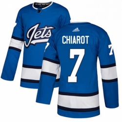 Mens Adidas Winnipeg Jets 7 Ben Chiarot Authentic Blue Alternate NHL Jersey 