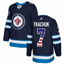 Mens Adidas Winnipeg Jets 7 Keith Tkachuk Authentic Navy Blue USA Flag Fashion NHL Jersey 