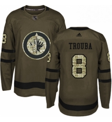 Mens Adidas Winnipeg Jets 8 Jacob Trouba Authentic Green Salute to Service NHL Jersey 