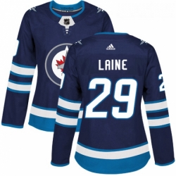 Womens Adidas Winnipeg Jets 29 Patrik Laine Authentic Navy Blue Home NHL Jersey 