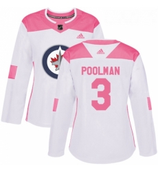 Womens Adidas Winnipeg Jets 3 Tucker Poolman Authentic WhitePink Fashion NHL Jersey 