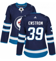 Womens Adidas Winnipeg Jets 39 Tobias Enstrom Authentic Navy Blue Home NHL Jersey 