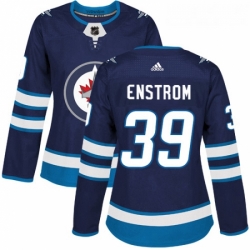 Womens Adidas Winnipeg Jets 39 Tobias Enstrom Premier Navy Blue Home NHL Jersey 