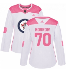 Womens Adidas Winnipeg Jets 70 Joe Morrow Authentic White Pink Fashion NHL Jersey 