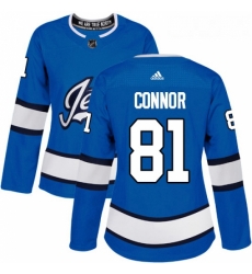 Womens Adidas Winnipeg Jets 81 Kyle Connor Authentic Blue Alternate NHL Jersey 