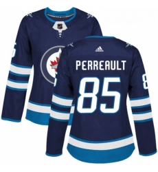 Womens Adidas Winnipeg Jets 85 Mathieu Perreault Authentic Navy Blue Home NHL Jersey 