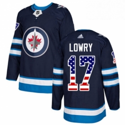 Youth Adidas Winnipeg Jets 17 Adam Lowry Authentic Navy Blue USA Flag Fashion NHL Jersey 