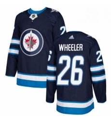 Youth Adidas Winnipeg Jets 26 Blake Wheeler Authentic Navy Blue Home NHL Jersey 