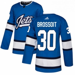 Youth Adidas Winnipeg Jets 30 Laurent Brossoit Authentic Blue Alternate NHL Jersey 