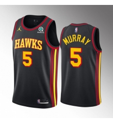 Men Atlanta Hawks 5 Dejounte Murray Black Stitched Jersey