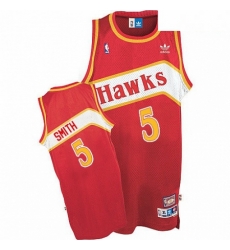 Mens Adidas Atlanta Hawks 5 Josh Smith Authentic Red Throwback NBA Jersey