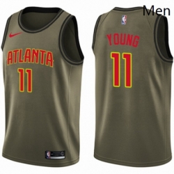 Mens Nike Atlanta Hawks 11 Trae Young Swingman Green Salute to Service NBA Jersey 