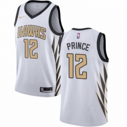 Mens Nike Atlanta Hawks 12 Taurean Prince Swingman White NBA Jersey City Edition 