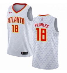 Mens Nike Atlanta Hawks 18 Miles Plumlee Authentic White NBA Jersey Association Edition 