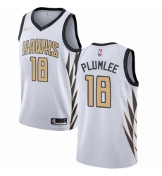 Mens Nike Atlanta Hawks 18 Miles Plumlee Swingman White NBA Jersey City Edition 