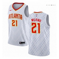 Mens Nike Atlanta Hawks 21 Dominique Wilkins Authentic White NBA Jersey Association Edition