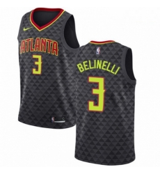 Mens Nike Atlanta Hawks 3 Marco Belinelli Swingman Black Road NBA Jersey Icon Edition 