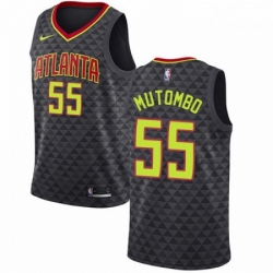 Mens Nike Atlanta Hawks 55 Dikembe Mutombo Swingman Black Road NBA Jersey Icon Edition 