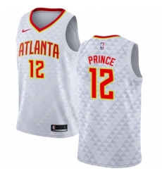 Youth Nike Atlanta Hawks 12 Taurean Prince Swingman White NBA Jersey Association Edition 