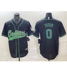 Men Boston Celtics 0 Jayson Tatum Black Cool Base Stitched Baseball Jersey